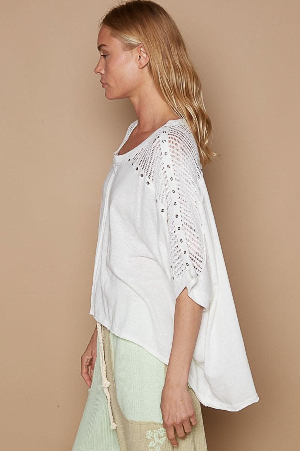 POL Eyelet Detail Studded High-Low Top - Love Salve